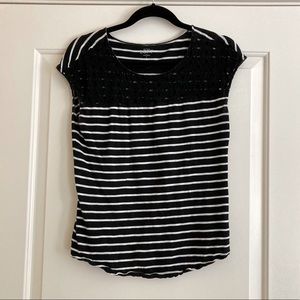 Black & White Striped Eyelet Loft Tee Shirt